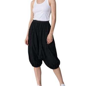 Vintage 90s Black Drop Crotch Harem Capri Pants Long Shorts S
